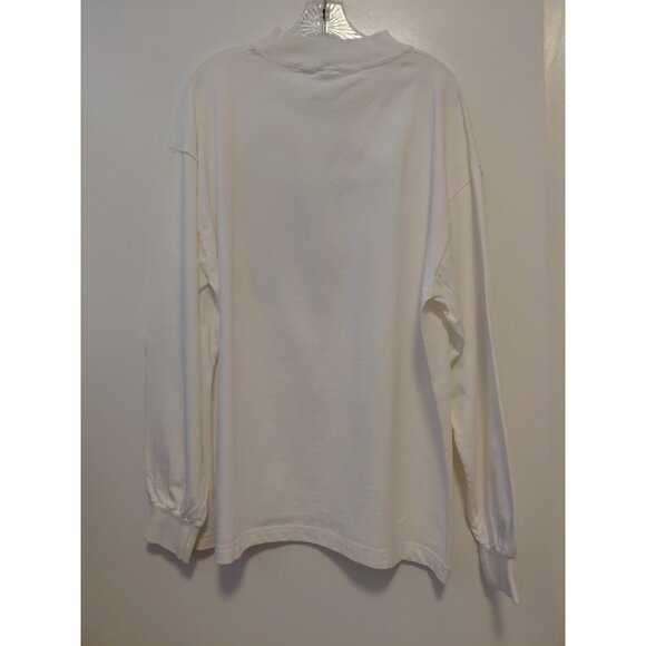 Vintage Santa Claws Cat T-Shirt Christmas Mock Neck Long Sleeves XL White Red - Picture 4 of 6